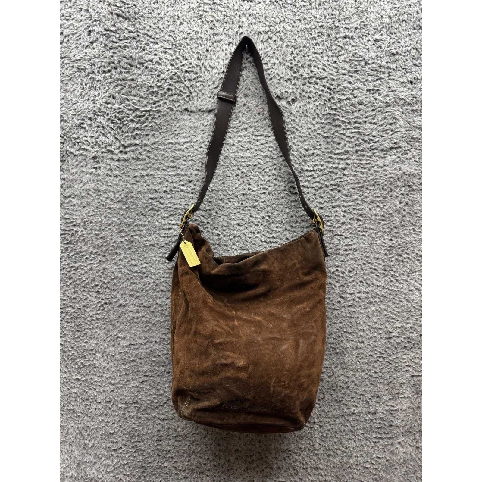Vintage Coach Women's 9196 Legacy Suede Hobo Shoulder Bag Dark Brown